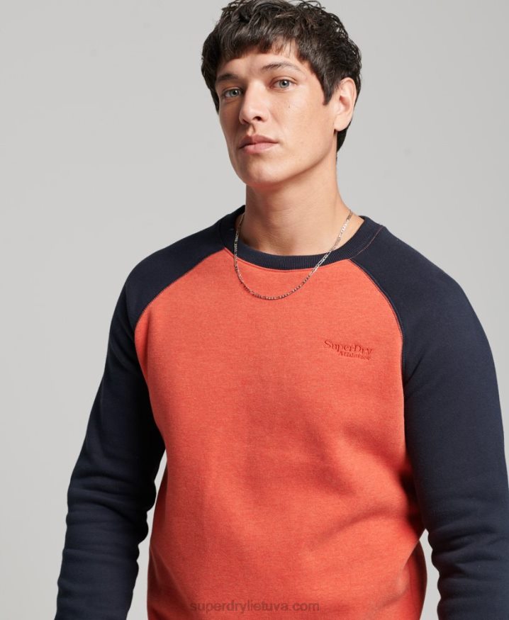 Superdry Baseball Crew Sweatshirt Orange Men