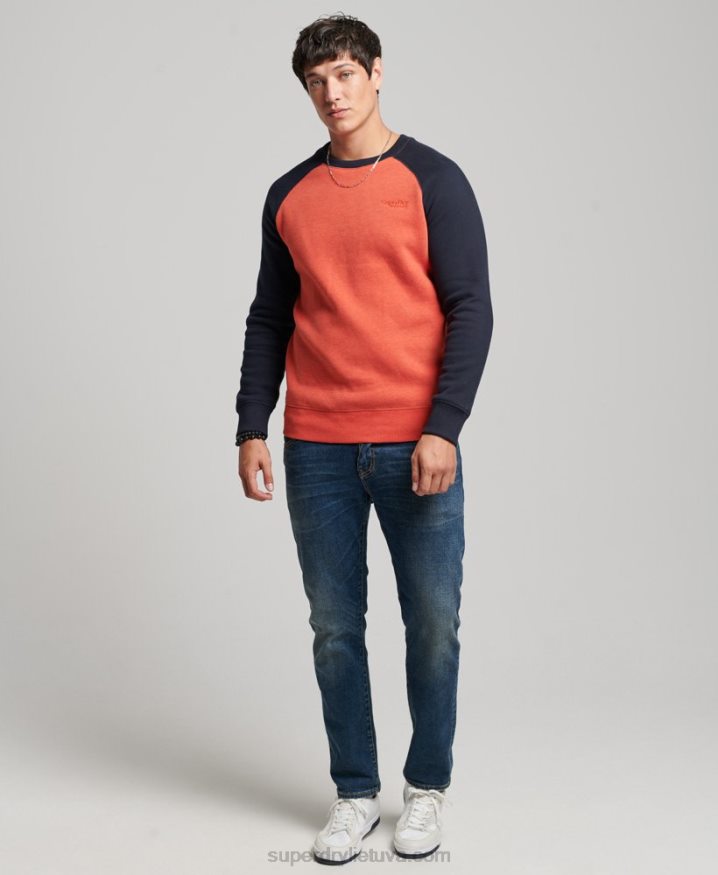 Superdry Baseball Crew Sweatshirt Orange Men