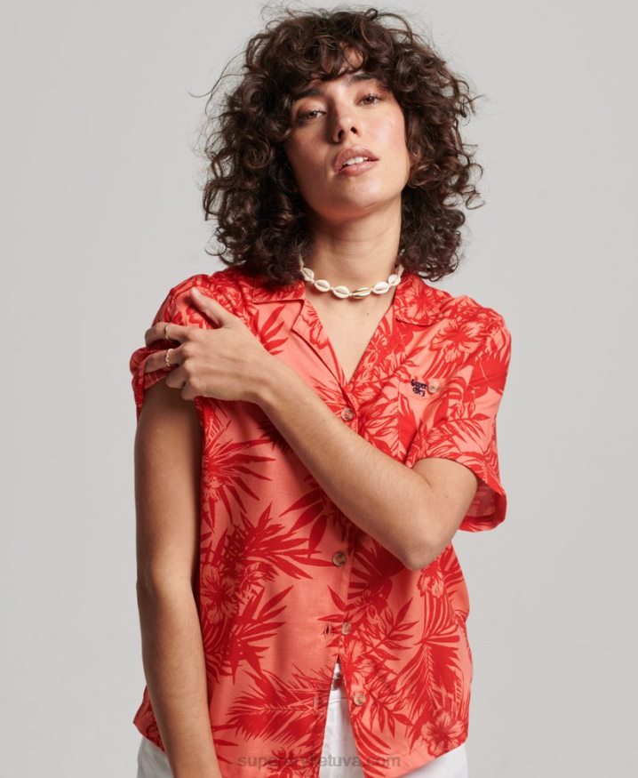 Superdry Beach Resort Shirt Coral Women