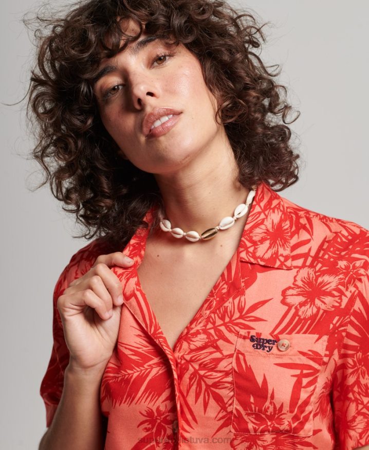 Superdry Beach Resort Shirt Coral Women