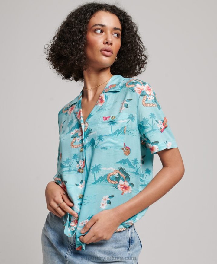 Superdry Beach Resort Shirt Light Blue Women