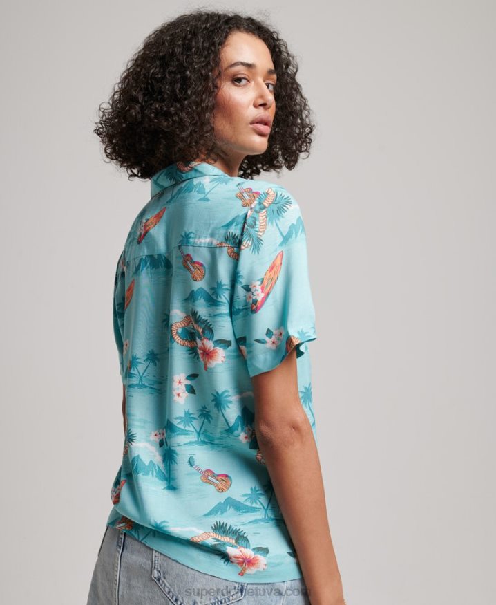 Superdry Beach Resort Shirt Light Blue Women