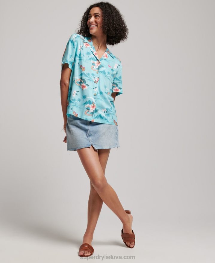 Superdry Beach Resort Shirt Light Blue Women