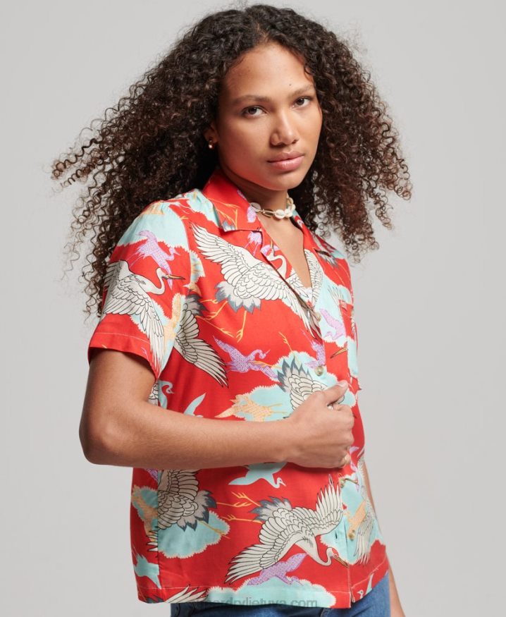 Superdry Beach Resort Shirt Red Women