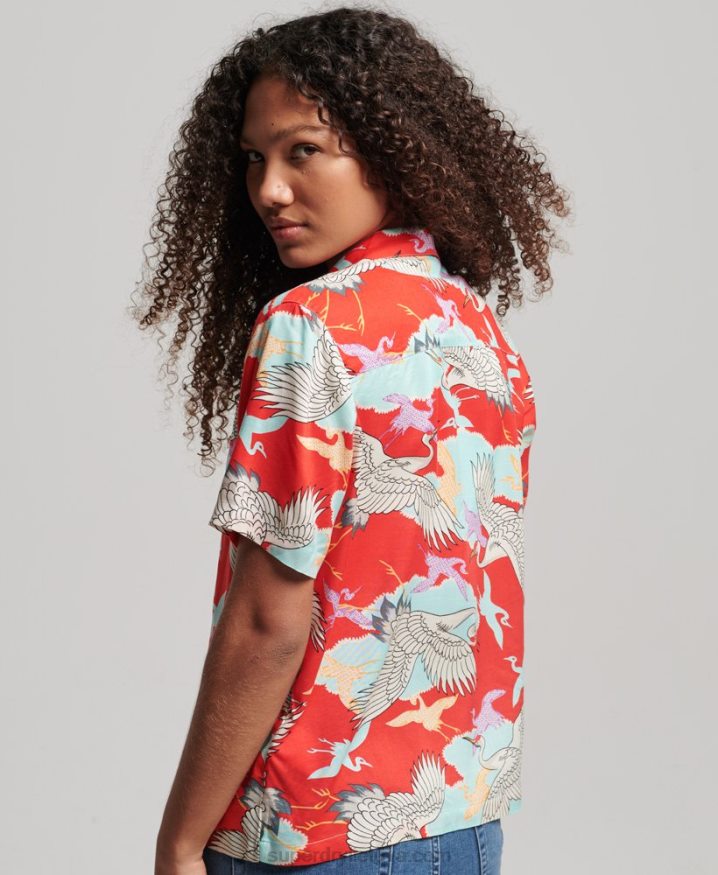 Superdry Beach Resort Shirt Red Women