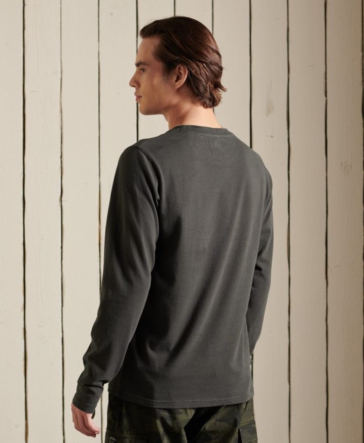 Superdry Black Out Long Sleeve Top Dark Grey Men