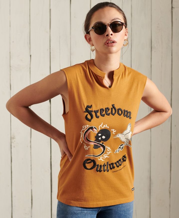 Superdry Bohemian Band Vest Top Orange Women