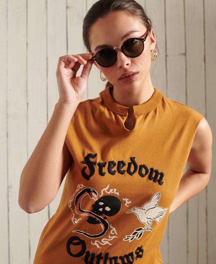 Superdry Bohemian Band Vest Top Orange Women