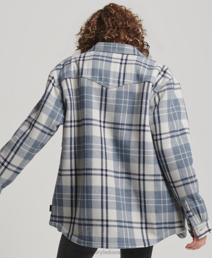 Superdry Borg Flannel Check Overshirt Blue Women