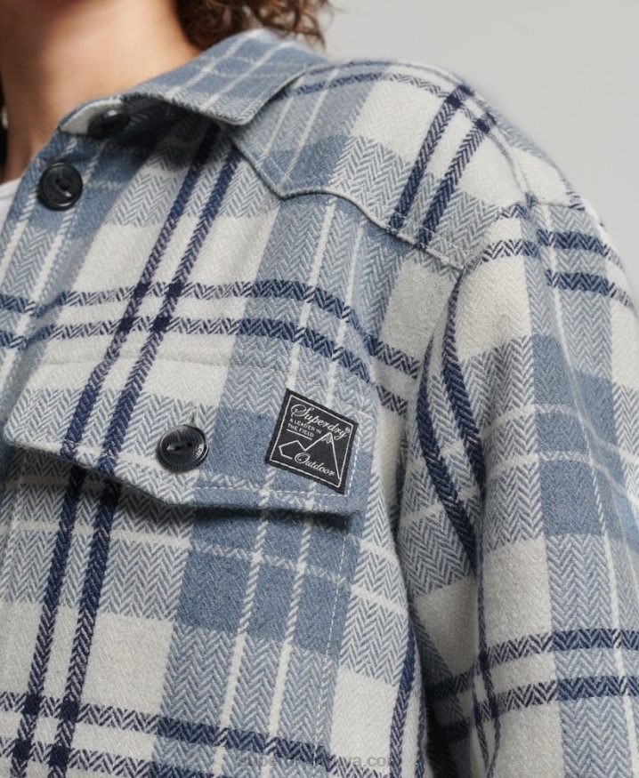 Superdry Borg Flannel Check Overshirt Blue Women