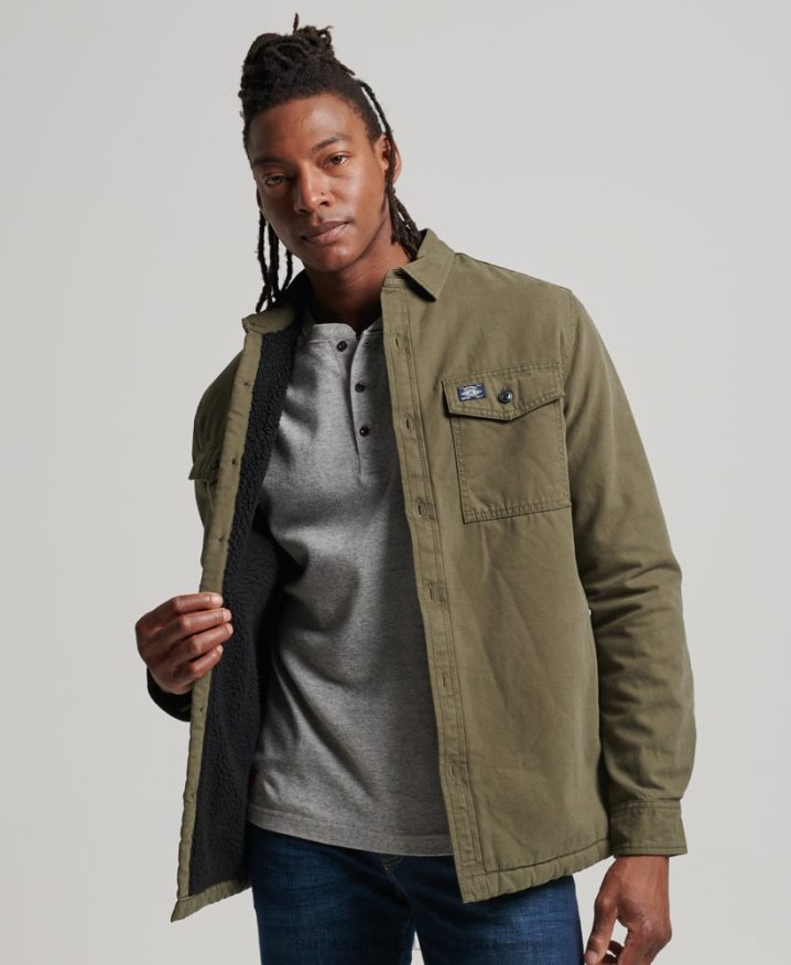 Superdry Borg Lined Miller Overshirt Green Men