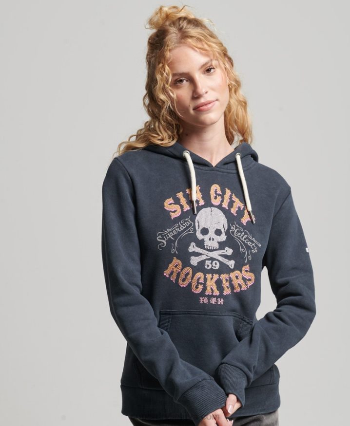 Superdry Brand Mark Metal Hoodie Black Women