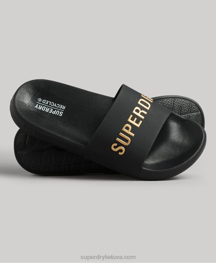 Superdry CODE Logo Pool Sliders Black Men