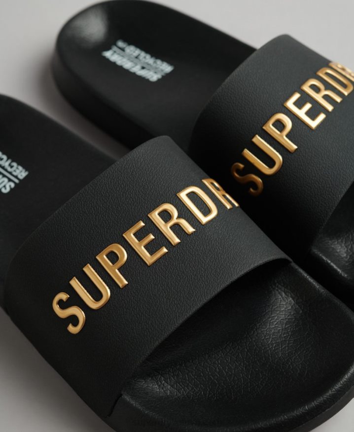 Superdry CODE Logo Pool Sliders Black Men