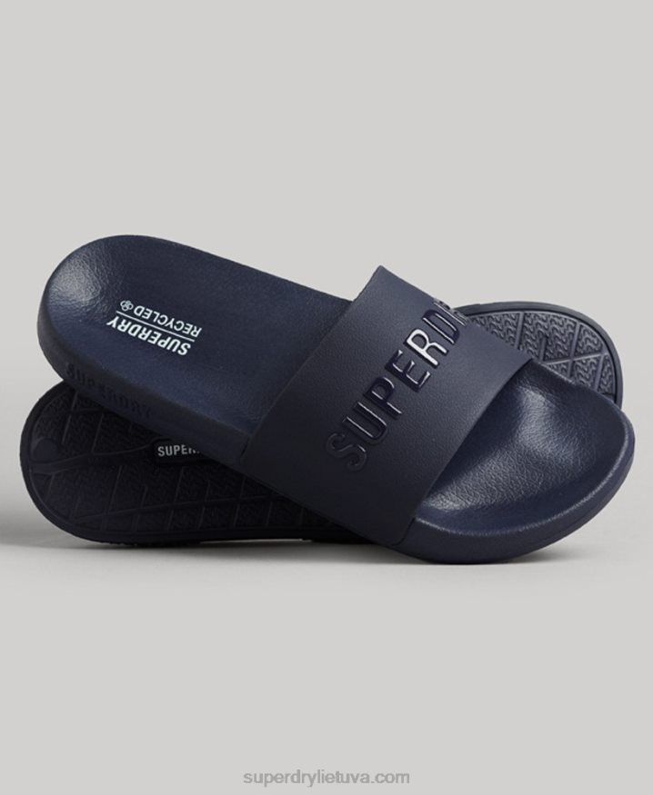 Superdry CODE Logo Pool Sliders Navy Men