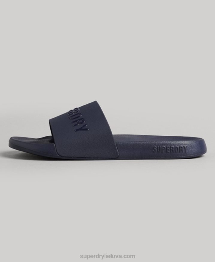 Superdry CODE Logo Pool Sliders Navy Men