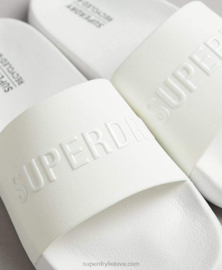 Superdry CODE Logo Pool Sliders White Men