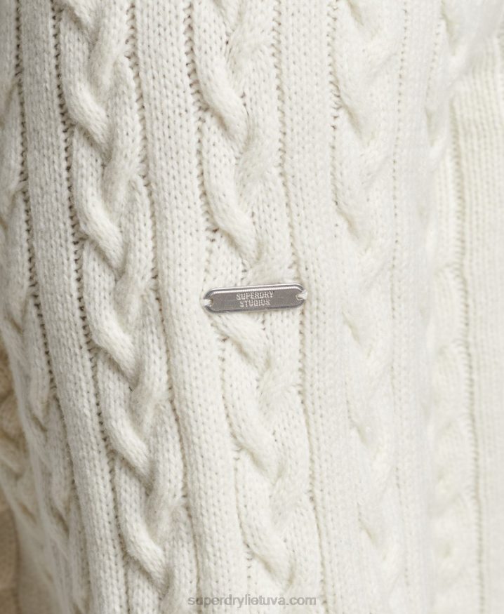 Superdry Cable Roll Neck Jumper Cream Men