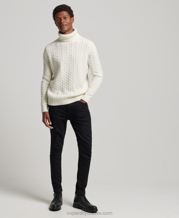 Superdry Cable Roll Neck Jumper Cream Men