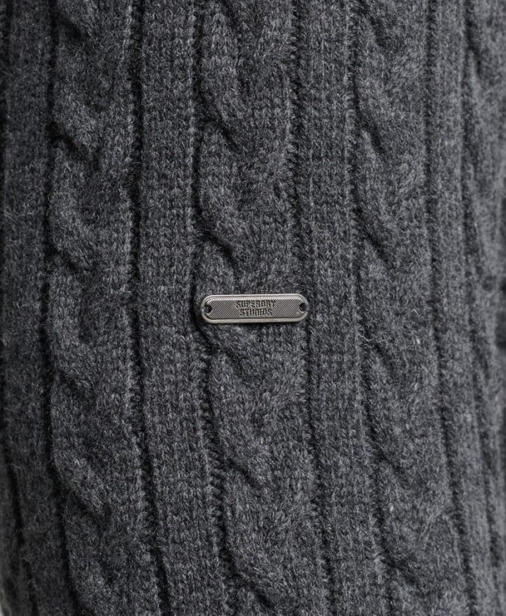 Superdry Cable Roll Neck Jumper Dark Grey Men