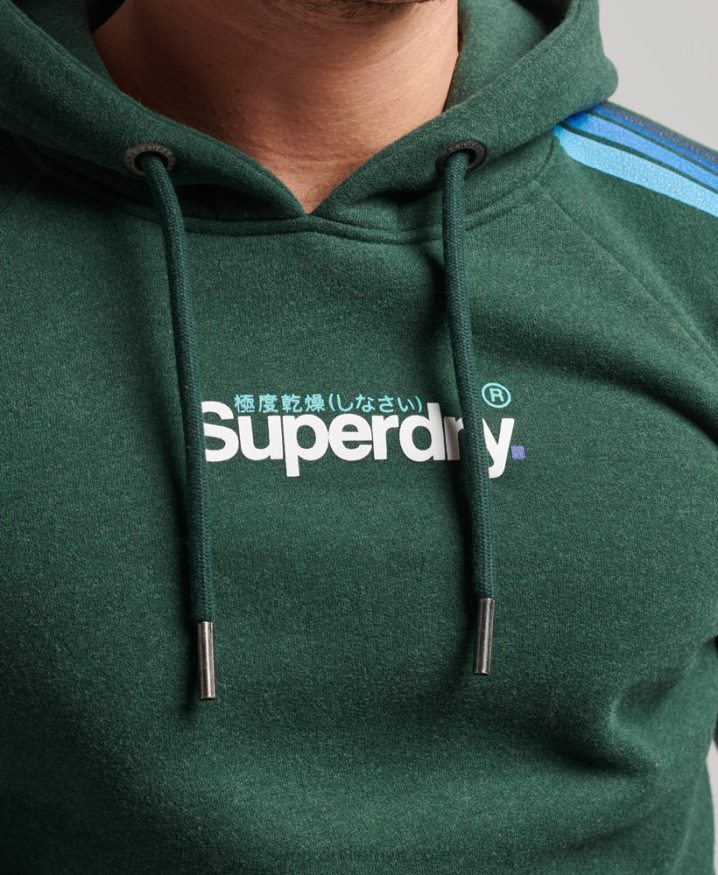 Superdry Cali Sleeve Stripe Core Logo Hoodie Green Men