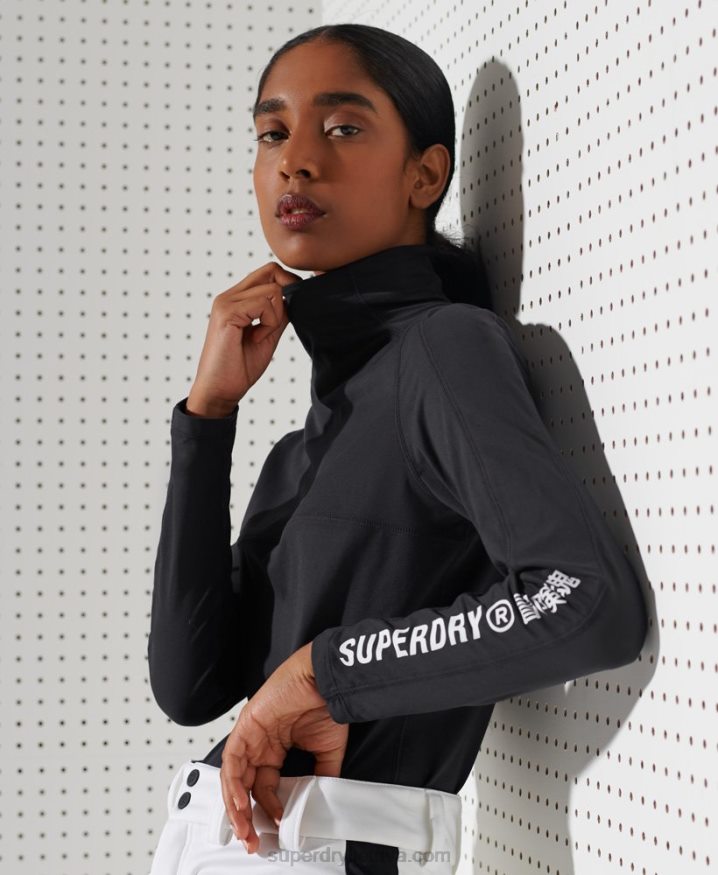 Superdry Carbon Crew Neck Baselayer Top Black Women