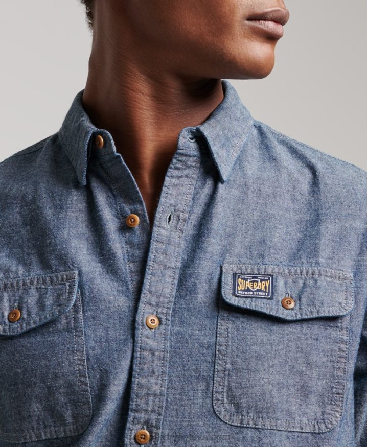 Superdry Chambray Trailsman Shirt Blue Men