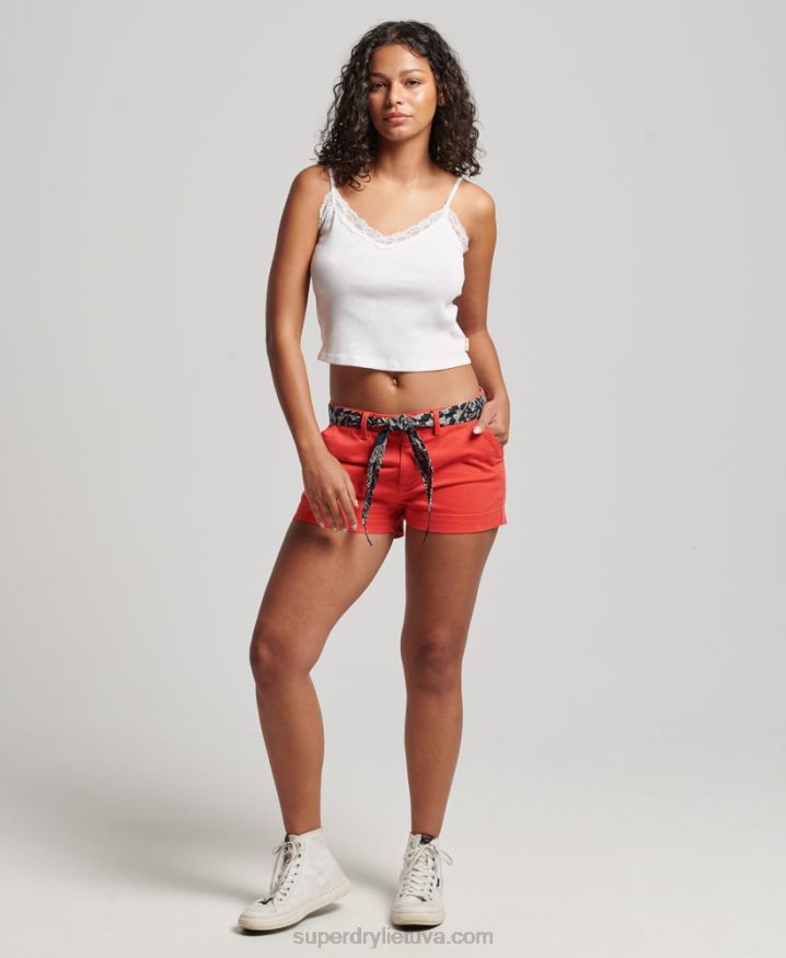 Superdry Chino Hot Shorts Red Women