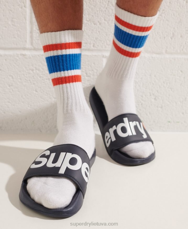 Superdry Classic Logo Sliders Navy Men