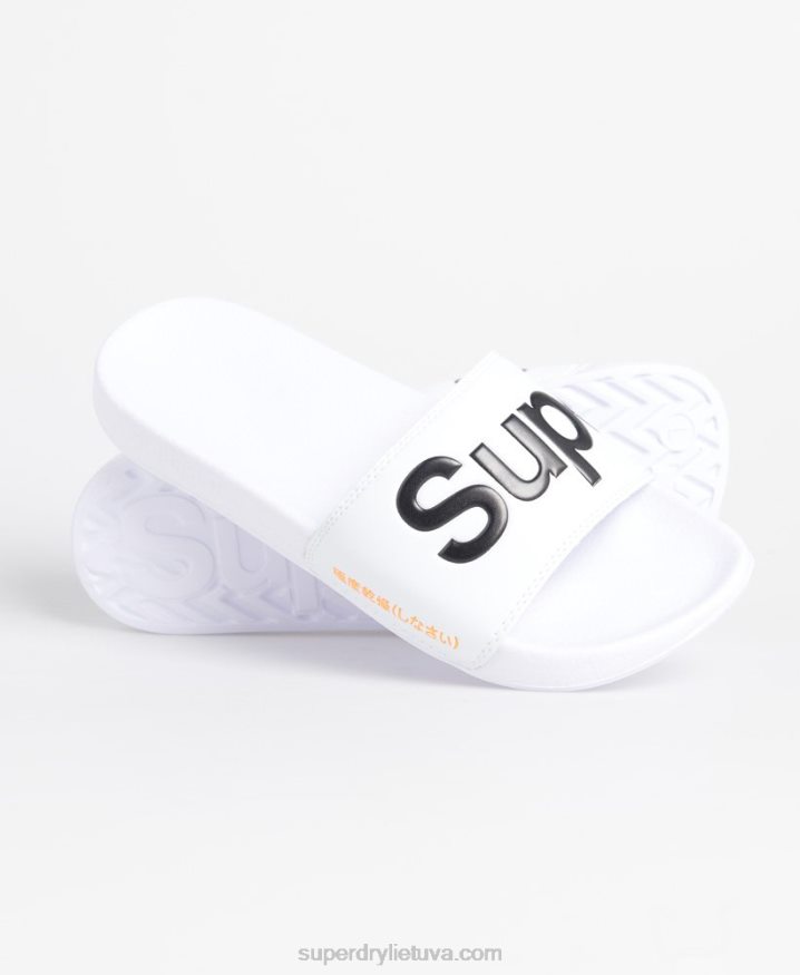 Superdry Classic Logo Sliders White Men