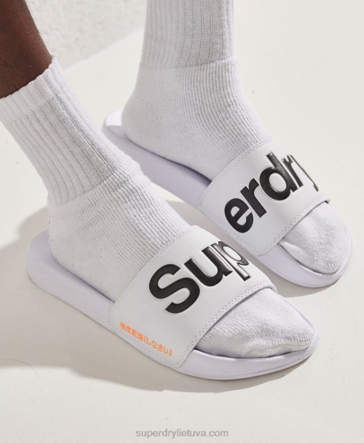 Superdry Classic Logo Sliders White Men