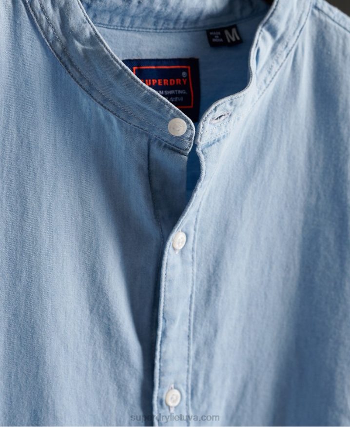 Superdry Classic Twill Lite Grandad Shirt Blue Men