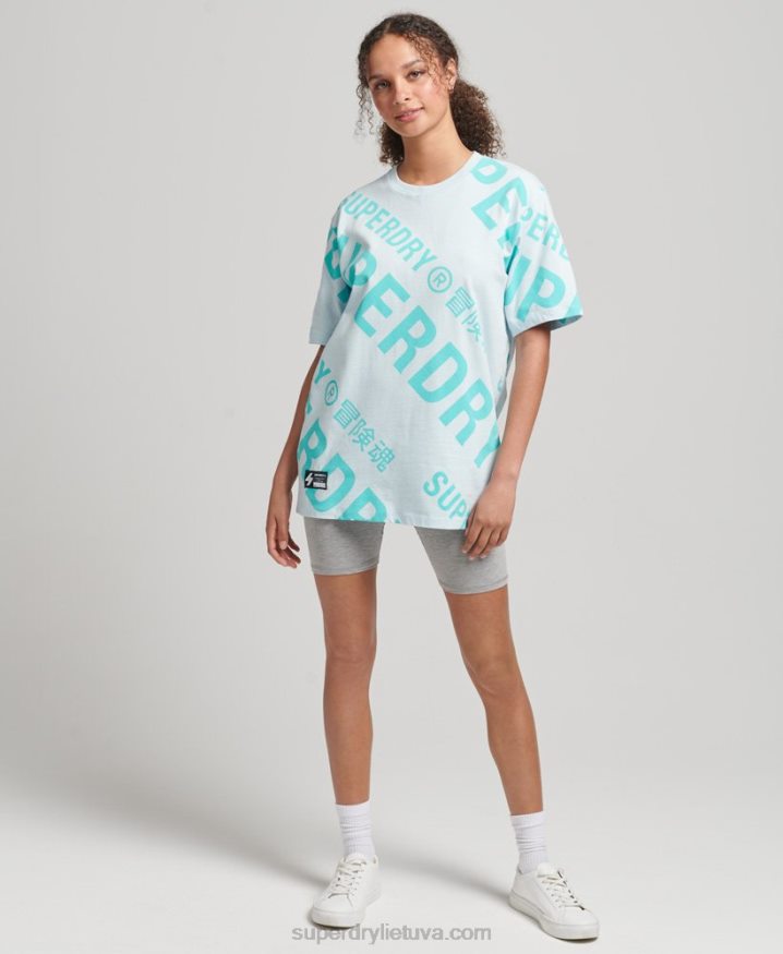 Superdry Code Core Logo All Over Print T-shirt Green Women