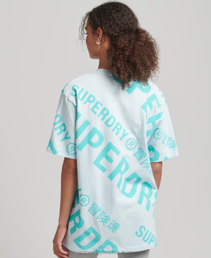 Superdry Code Core Logo All Over Print T-shirt Green Women