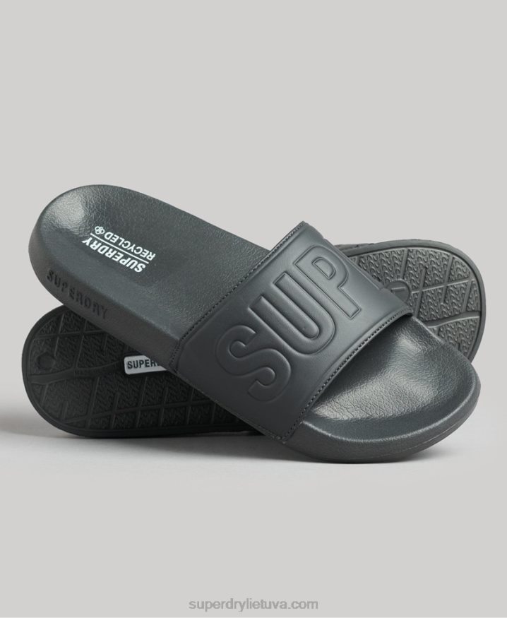 Superdry Code Core Pool Sliders Dark Grey Men