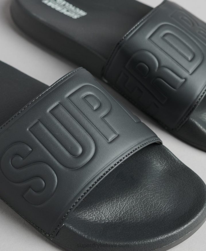 Superdry Code Core Pool Sliders Dark Grey Men