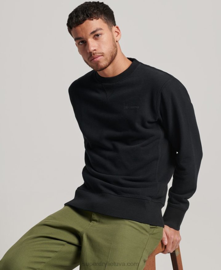 Superdry Code Essential Overdyed Crew Sweatshirt Black Men