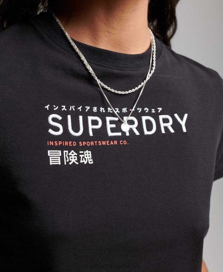 Superdry Code Graphic Embroidered Tiny T-Shirt Black Women