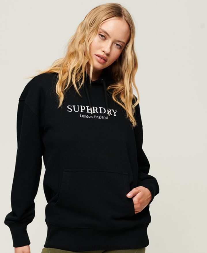 Superdry Code Heraldry Oversized Hoodie Black Women