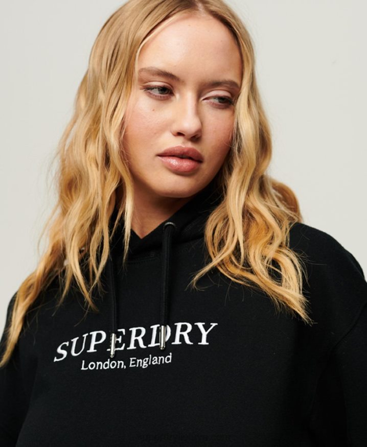 Superdry Code Heraldry Oversized Hoodie Black Women