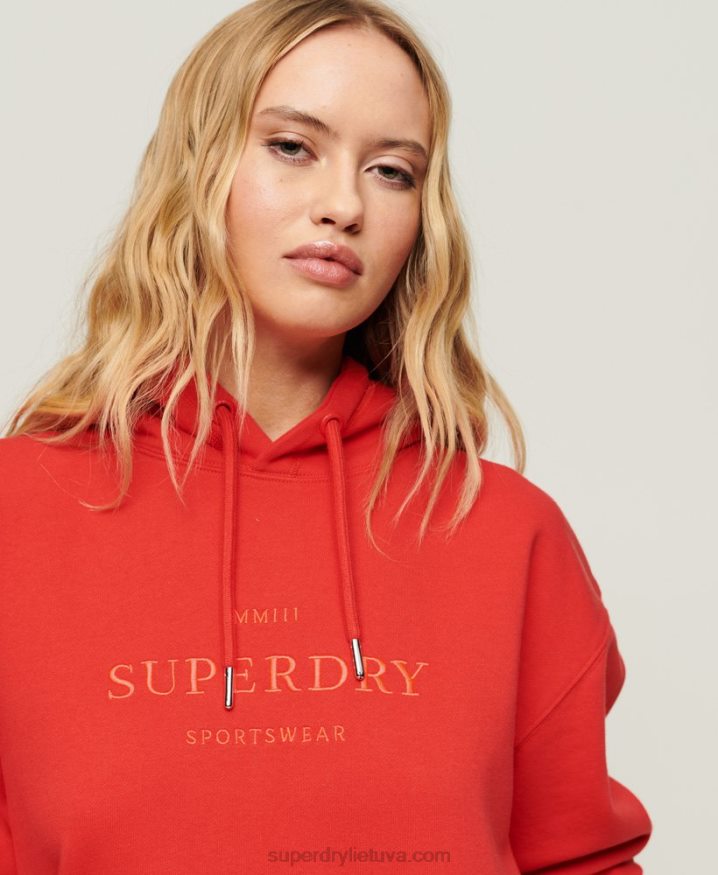 Superdry Code Heraldry Oversized Hoodie Red Women