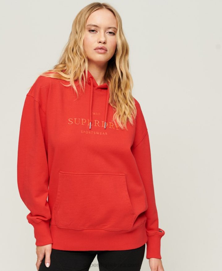 Superdry Code Heraldry Oversized Hoodie Red Women