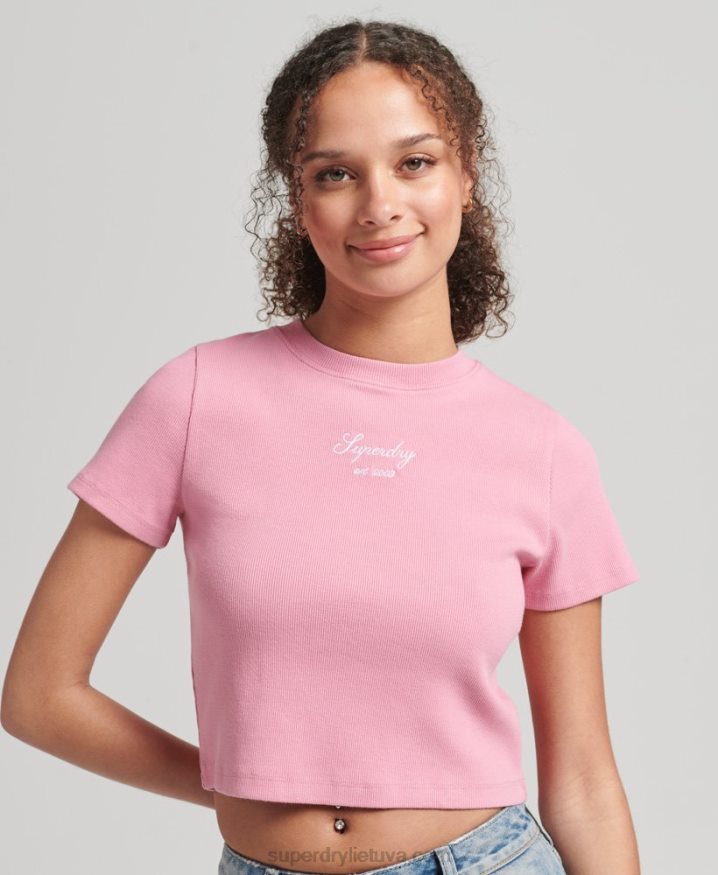 Superdry Code Heritage Crop Fit T-Shirt Pink Women