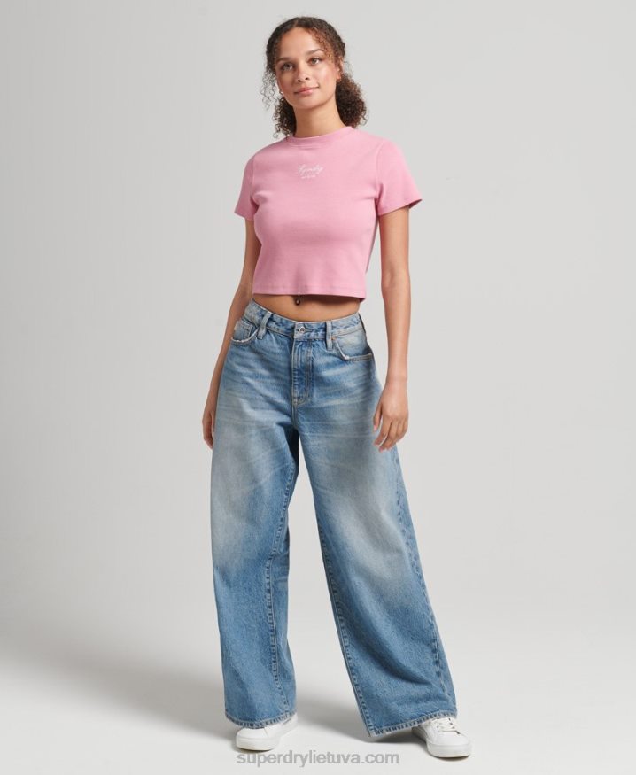 Superdry Code Heritage Crop Fit T-Shirt Pink Women