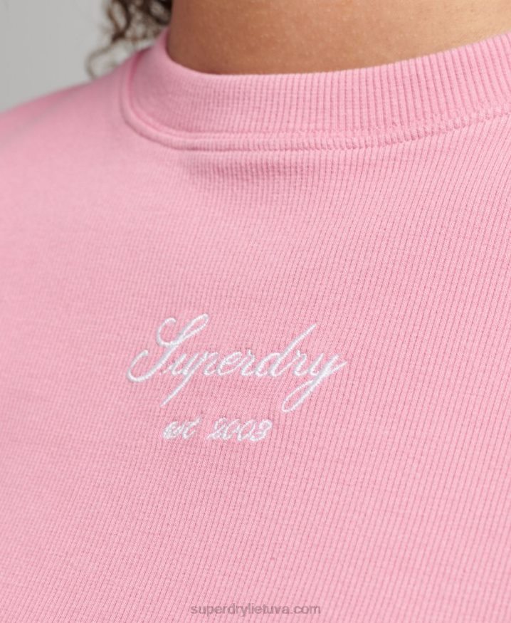 Superdry Code Heritage Crop Fit T-Shirt Pink Women