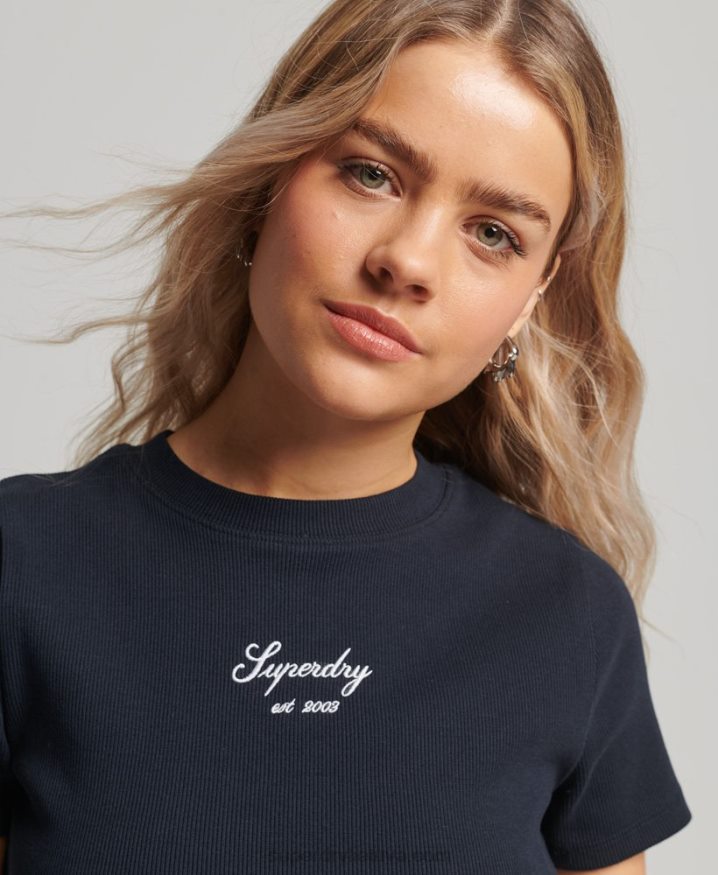 Superdry Code Heritage Crop Fit Top Navy Women