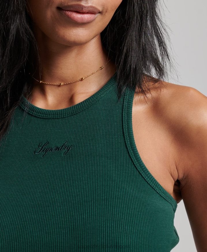 Superdry Code Logo Essential Tank Dress Green Women