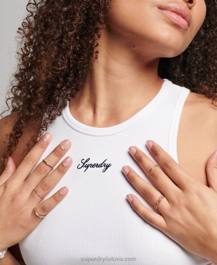 Superdry Code Logo Essential Tank Dress White Women