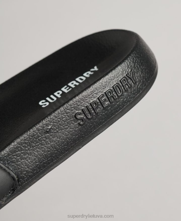 Superdry Code Printed Pool Sliders Black Men