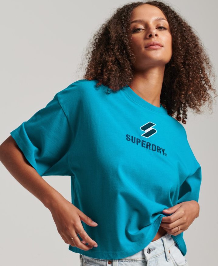 Superdry Code Stacked Boxy T-Shirt Blue Women